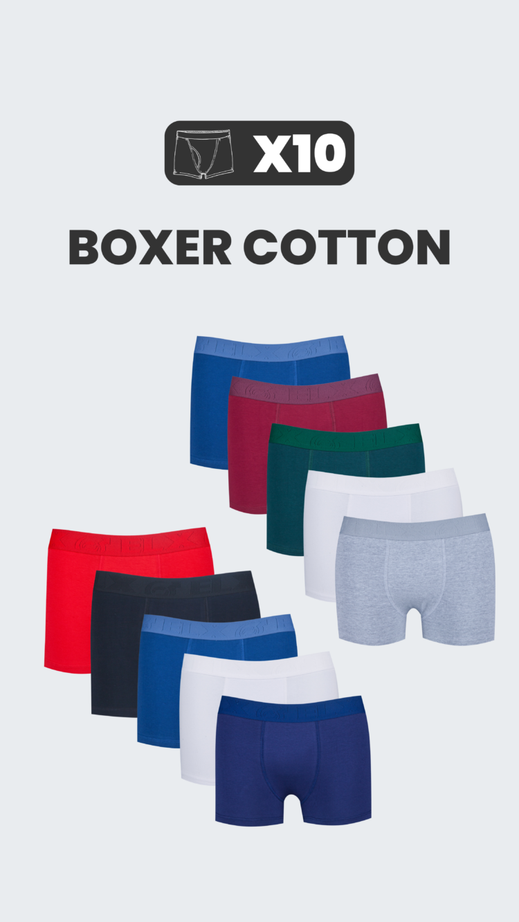 KIT 10 BOXER COTTON - SORTIDAS